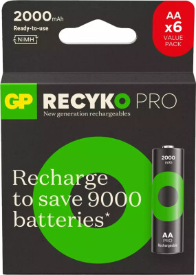 GP PRO RECHARGE AA 2000MAH 6'LI KART ŞARJLI PİL - GP