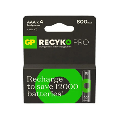 Gp Recyko Pro AAA 800 mAh İnce Ni-mh Şarjlı Pil 1.2 Volt 4l'ü Kart - GP