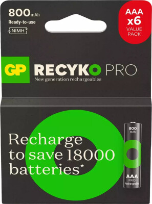 GP PRO RECHARGE AAA 800MAH 6'LI KART ŞARJLI PİL - GP