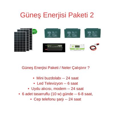 Güneş Enerjisi Paketi / Günlük 2 Kw Enerji YAZ KIŞ KULLANIM - BataryaBank