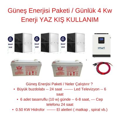 Güneş Enerjisi Paketi / Günlük 4 Kw Enerji YAZ KIŞ KULLANIM - 1