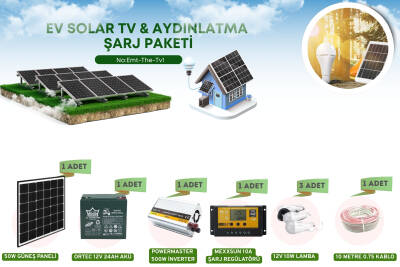 Güneş Paneli Seti Aydınlatma Tv Telefon Şarj Paketi - 3