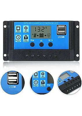 Hightek 12V/24V 10A Solar Şarj Kontrol Cihazı PWM Akü Şarj Regülatörü LCD Ekranlı - 3