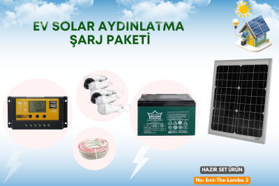 Kamp ve Piknik için Solar Güneş Enerjili Lamba ve Şarj Seti 5 Lamba - 1