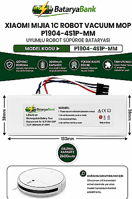 Mi Mijia 1C Robot Vacuum Mop P1904-4S1P-MM Uyumlu 14.4V 2600mAh Li-ion Robot Süpürge Bataryası - 1