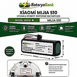 Mi Mijia S10 Robot Süpürge Bataryası 14.4V 5200mAh Li-ion Uyumlu Yedek Yüksek Performanslı - BataryaBank