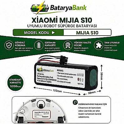 Mi Mijia S10 Robot Süpürge Bataryası 14.4V 5200mAh Li-ion Uyumlu Yedek Yüksek Performanslı - 1