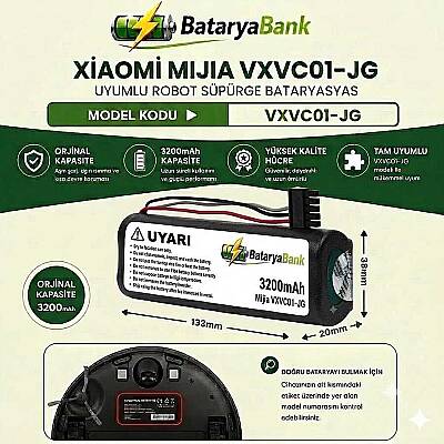 Mi Mijia VXVC01-JG Robot Süpürge Bataryası 14.4V 3200mAh Li-ion Uyumlu Yedek Pil - 1