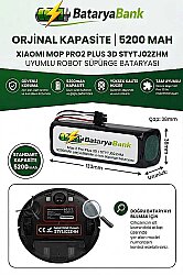 Mi Mop Pro 2 Plus 3D (STYTJ02ZHM) Uyumlu Robot Süpürge Bataryası 14.4V 5200mAh Li-ion Yedek Pil - BataryaBank