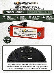 Mi Mop Pro 2 (MJST1SHW) Uyumlu Robot Süpürge Bataryası 14.4V 6500mAh Li-ion Yüksek Kapasiteli Yedek Pil - BataryaBank