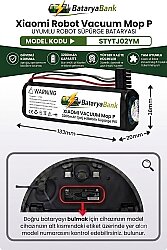 Mi Robot Vacuum Mop P (STYTJ02YM) Uyumlu Robot Süpürge Bataryası 14.4V 3200mAh Li-ion Yedek Pil - BataryaBank