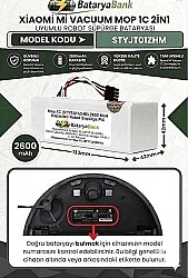 Mi Vacuum Mop 1C STYTJ01ZHM Robot Süpürge Bataryası 14.4V 2600mAh Li-ion Uyumlu Yedek Pil - BataryaBank