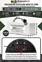 Mi Vacuum Mop 1C STYTJ01ZHM Robot Süpürge Bataryası 14.4V 5800mAh Li-ion Uyumlu Yüksek Kapasiteli Yedek Pil - BataryaBank