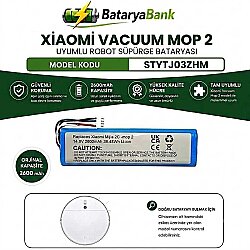 Mi Vacuum Mop 2 STYTJ03ZHM Robot Süpürge Bataryası 14.8V 2600mAh Li-ion Uyumlu Yedek Pil - BataryaBank