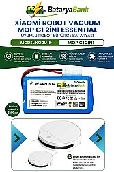 Mi Vacuum Mop G1 2in1 / Essential / MSJTG1 Uyumlu Robot Süpürge Bataryası 2600 mAh - BataryaBank