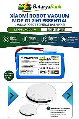 Mi Vacuum Mop G1 2in1 / Essential / MSJTG1 Uyumlu Robot Süpürge Bataryası 2600 mAh - 1