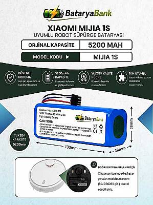 Mii Mijia 1S Robot Süpürge Bataryası 14.8V 5200mAh Li-ion Yüksek Kapasiteli Uyumlu Pil - 1