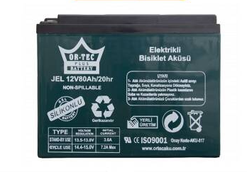 Ortec 12V 80Ah Elektrikli Bisikletler için Jel Akü  - 1