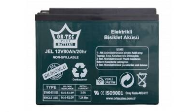 Ortec 12v 80ah Jel Elektrikli Bisiklet Aküsü Yatık - 1