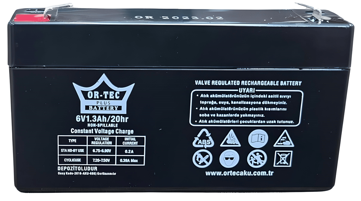 Ortec 6V 1.3Ah Bakımsız Kuru Akü - 1