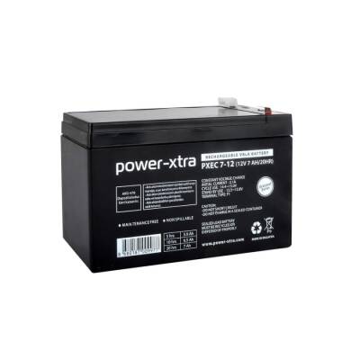 Power-Xtra 12V 7Ah F1 Pin Bakımsız Kuru Akü UPS Alarm Oyuncak Araba Aküsü 2026 Üretimi - 1