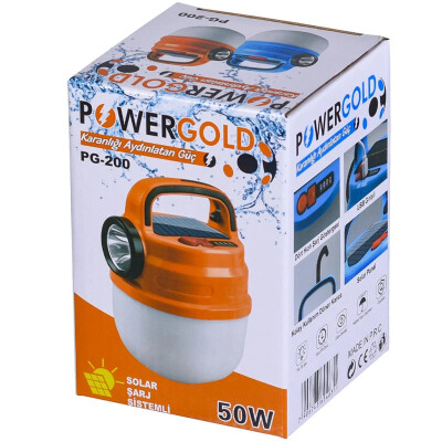 Powergold PG-200 USB ve Solar Şarjlı Acil Durum Lambası Çadır Kamp Feneri - Powergold