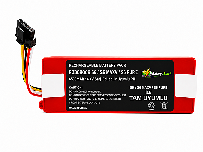 Roborock S6 / S6 MaxV / S6 Pure Uyumlu Robot Süpürge Bataryası 14.4V 6500mAh Şarj Edilebilir Yedek Pil - 2