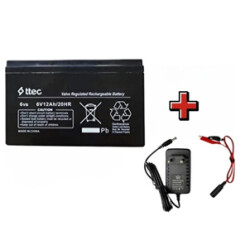 Rossfıre Akülü Oyuncak Araba Uyumlu 6V 12AH - 12 Amper 6 Volt Akü+Şarj Cihazı Krokodil Uçlu - ttec