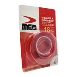 Meg Silikon Şeffaf Çift Taraflı Bant 18mm 2m - 1