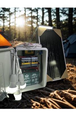 Taşınabilir Solar Güneş Enerjili TV-3 LAmba ve USB Cep Telefonu Şarj Sistemi - 1