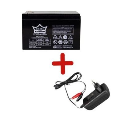 Laser Pilsan Çocuk Oyuncak Araba 12V 12Ah Araba Akü 12Volt 12Amper+Şarj Cihazı Krokodil Uçlu - Ortec