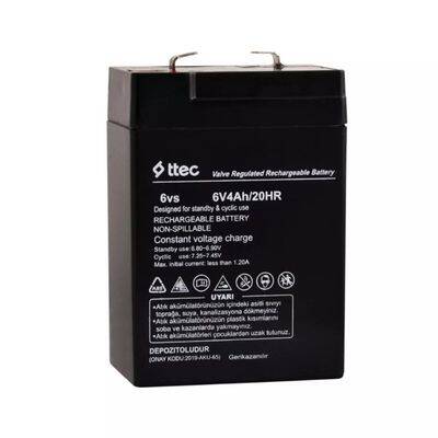 Ttec 6 Volt 4 Amper Alarm/Güvenlik Sistemi için Bakımsız Kuru Akü - 1