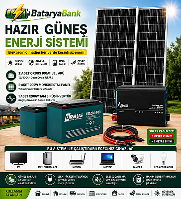TV Mini Buzdolabı Modem Laptop Kamera ve LED Aydınlatma İçin Hazır Güneş Enerji Sistemi - 1