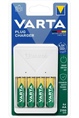 Varta 57657-451 Plug Charger Pil Şarj Cihazı + 4x2100mAH AA Pil Seti - Varta