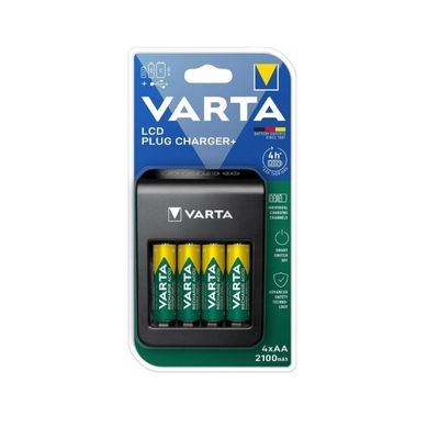 Varta 57687 LCD Plug Pil Şarj Cihazı 4x2100mAh Pilli Paket - Varta