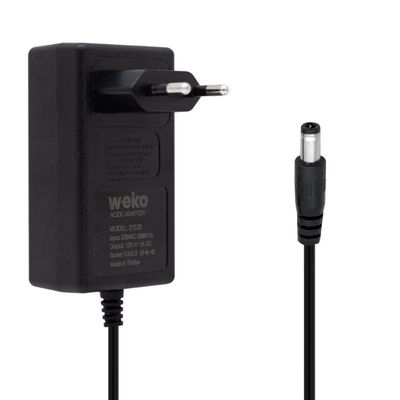 Weko 12 Volt - 1 Amper 5.5*2.5 Uçlu Plastik Işıklı Kasa Priz Tip Adaptör - Weko