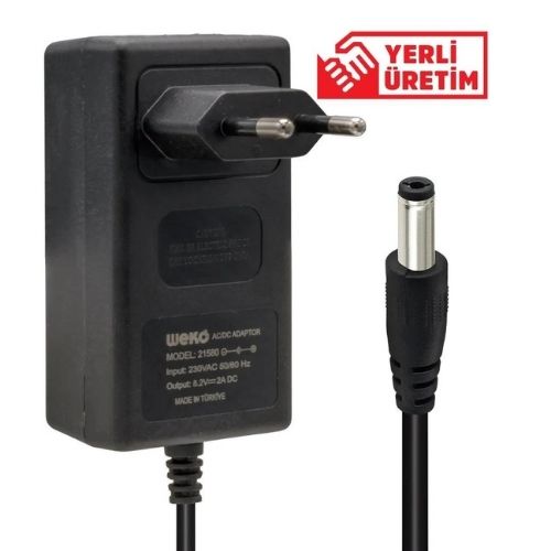 Weko 8.2 Volt - 2 Amper 5.5*2.5 Uçlu Yerli Üretim Plastik Kasa Priz Tipi Adaptör - 1